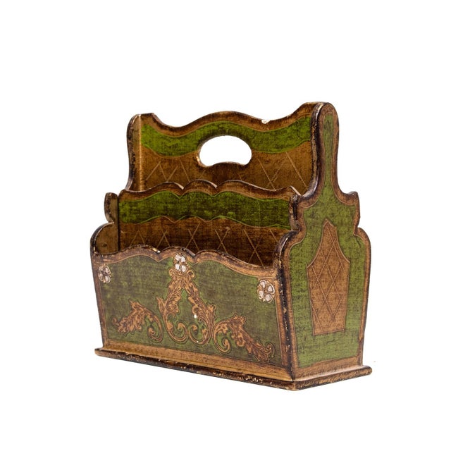Florentine Newspaper Rack, Letter Holder & Paper Basket, Italy, 1960s, Set of 3 For Sale - Image 17 of 18