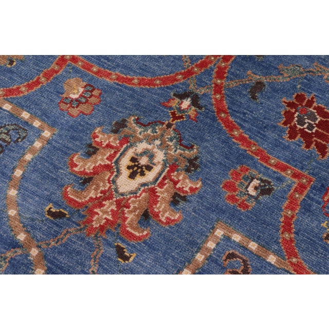 Rustic Kazak Blue/Beige Wool Rug - 10'8''x14'2'' For Sale - Image 4 of 10