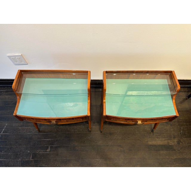 Vintage Italian nightstand set with glass tops