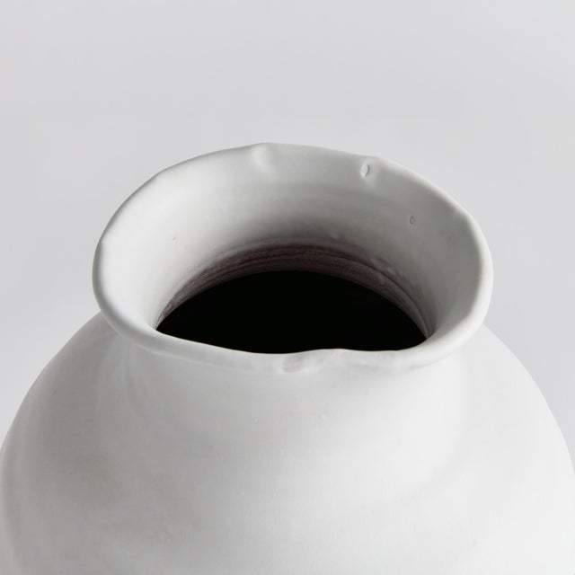 Transitional Mirela Vase Medium, Matte White For Sale - Image 3 of 3