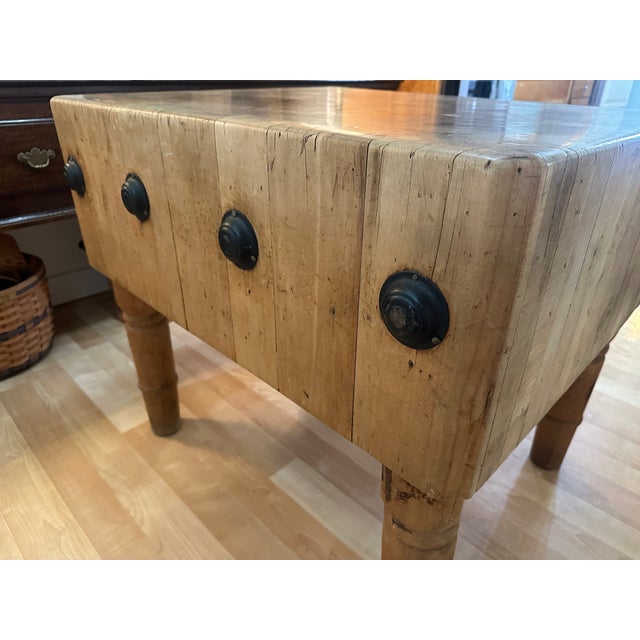 Vintage Michigan Maple Block Co. Solid Maple Butcher Block Table-Petoskey, Michigan-12.5" Thick For Sale In Phoenix - Image 6 of 14