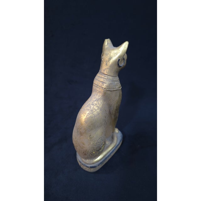 Traditional Vintage Egyptian Statue of Goddess Bastet Cat Figure Egyptian Civilization Bc For Sale - Image 3 of 8
