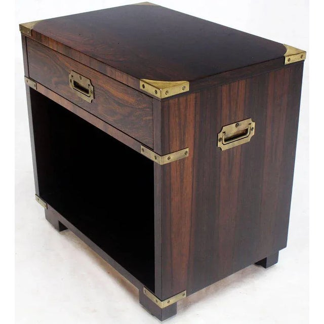 Mid-Century Modern 20th Century Campaign John Stuart Rosewood and Brass Nightstand For Sale - Image 3 of 9