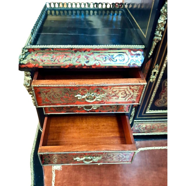 French A Napoleon III Boulle Inlay “Bonheur Du Jour” Lady’s Desk For Sale - Image 3 of 17