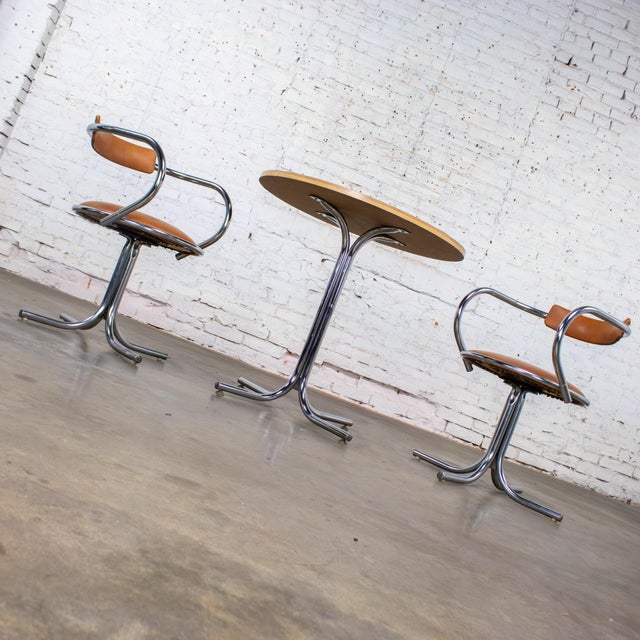 Late 20th Century Mid to Late 20th Century Art Deco Streamline Moderne Dining Set With Round Table & 2 Chairs by Sutton Bridge For Sale - Image 5 of 18