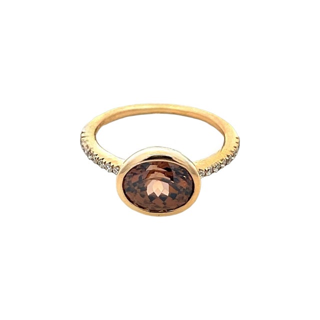 2010s Natural Zircon Diamond Ring Size 6.5 14k Y Gold 3.52 TCW Certified For Sale - Image 5 of 18