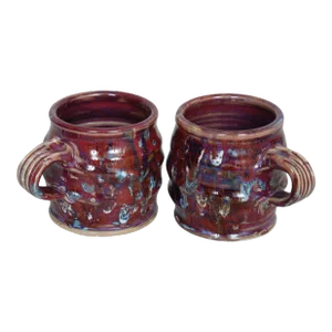 Sculptural Drip Glaze Mugs - a Pair