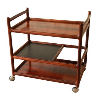 Johannes Andersen Rosewood Bar Cart For Sale