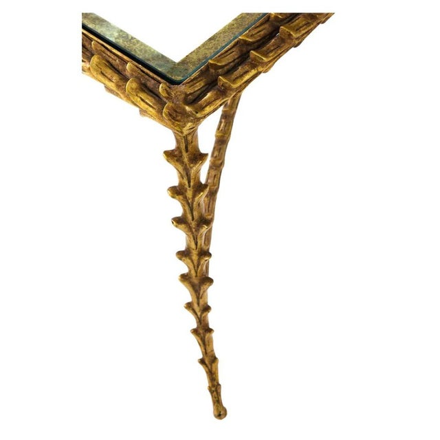 Paul Ferrante Gilt Bronze and Glass, 22 Karat Leaf Design Paul Ferrante Coffee Table For Sale - Image 4 of 4