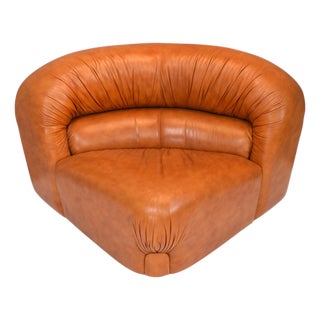 Corner Lounge Chair in Cognac Leather by Rossi Di Albizzate, Italy, 1970s For Sale
