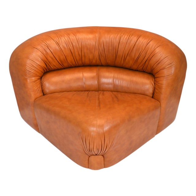 Corner Lounge Chair in Cognac Leather by Rossi Di Albizzate, Italy, 1970s For Sale
