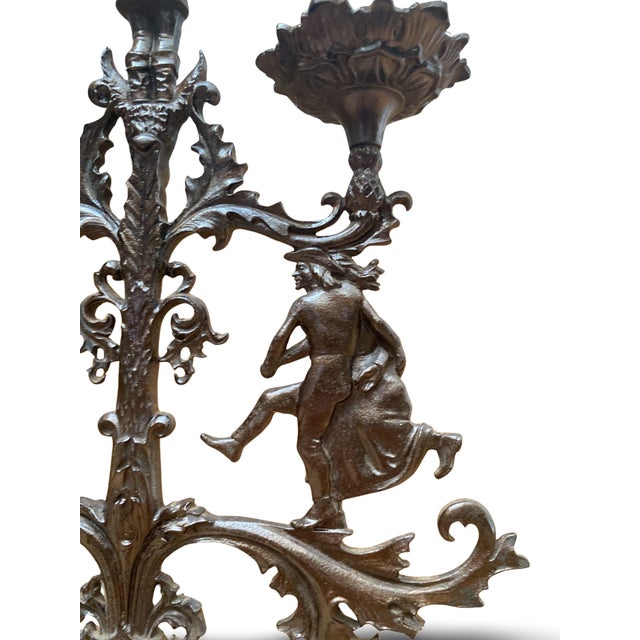 Gothic Revival Patinated Wrought Iron Candelabra, 19th Century For Sale - Image 13 of 17