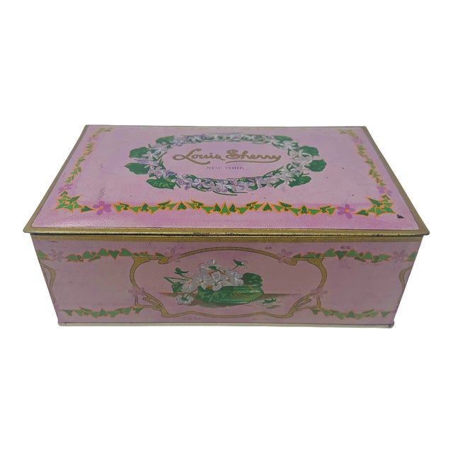 Vintage Louis Sherry New York Metal Candy Box 2 Lb. For Sale