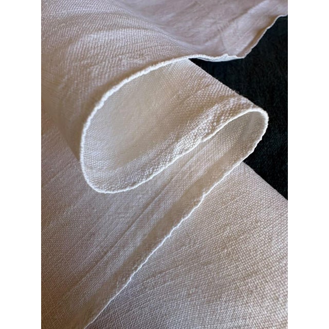 French Antique French XL Linen Towel 31.5 X 73.2 Inches Hand Finished Edges Vintage French Trousseau Textile For Sale - Image 3 of 14