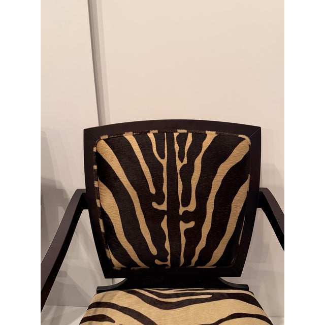 1970s Faux Zebra Printed Cowhide Club Chairs - A Pair For Sale - Image 5 of 18