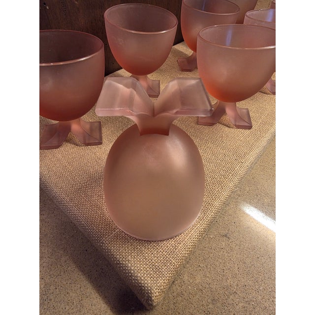 Great set of Eight Italian made frosted pink glasses. Great for a special drink or dessert.
