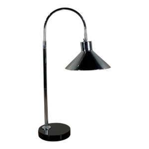 Vintage Koch & Lowy Style Chrome Gooseneck Desk Lamp With Black Granite Base