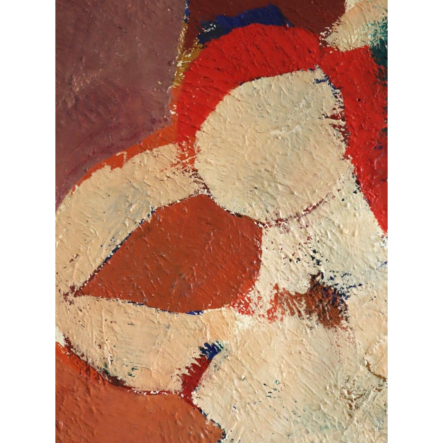 Red Mid-Century Modern 'Reclining Figure in Red' Abstract Figurative Oil Painting by Swedish Artist Hans Osswald (1919-1983), Framed For Sale - Image 8 of 13
