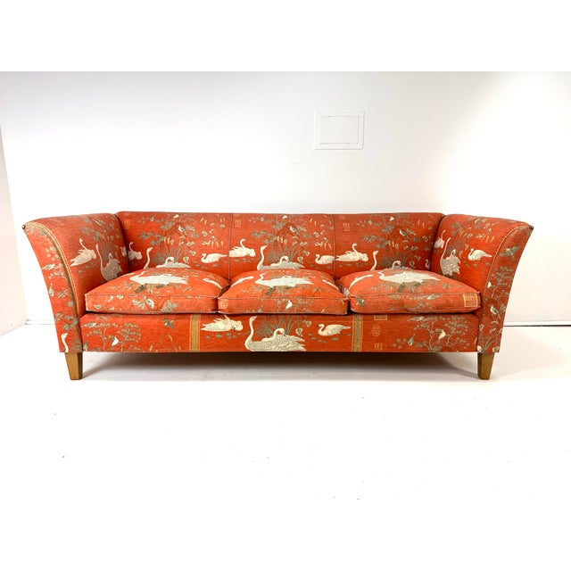 1940's Danish Sofa Upholstered in Vintage Designer Swan Upholstery For Sale - Image 12 of 12