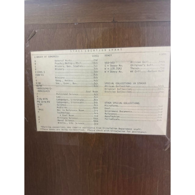 Brown Vintage Gaylord Bros. 60-Drawer Library Card Catalog Cabinet With 3 Pull-Out Shelves For Sale - Image 8 of 12