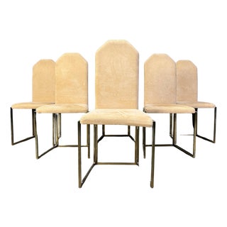 Vintage Brass Dining Chairs from Belgochrom, 1970s, Set of 6 For Sale