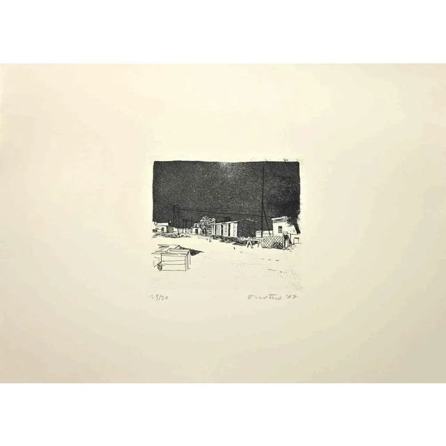 Landscape is an Etching and Aquatint realized by Enotrio Pugliese in 1967. Hand-signed by the artist on the lower....