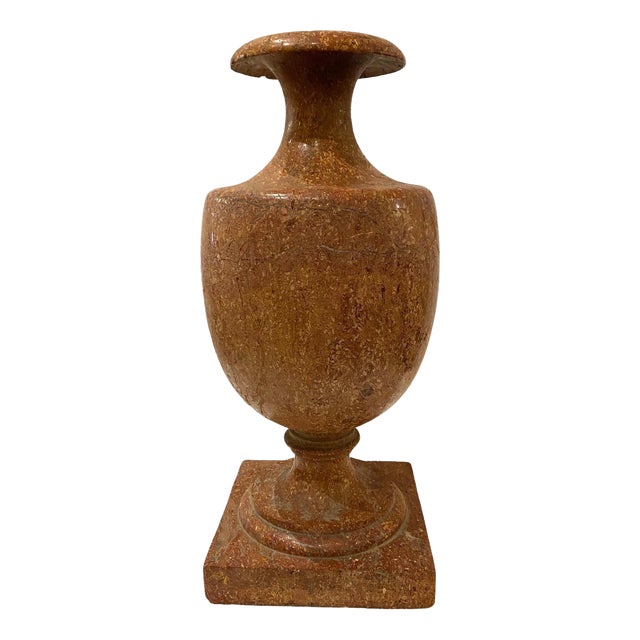 Mid 19th Century Hand Carved Rouge Marble Urn For Sale