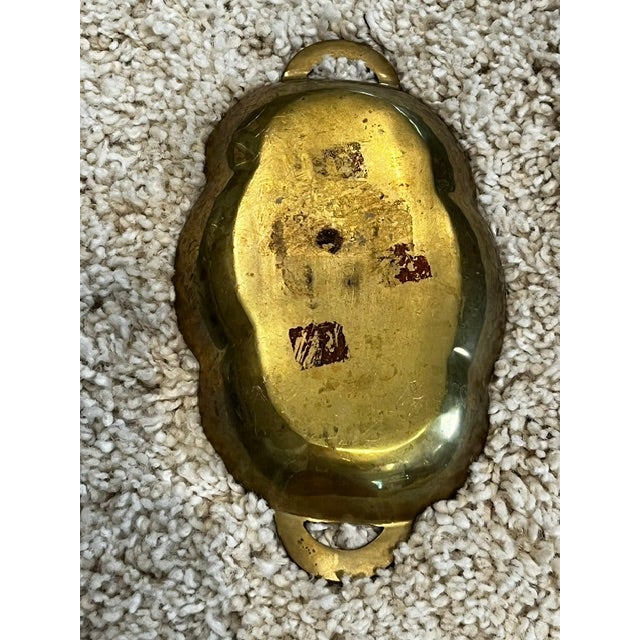 Mt675 Vintage Heavy Brass and Enamel Trinket Dish For Sale - Image 4 of 6