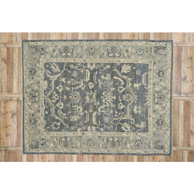 Slate Gray Earthy Gray Turkish Oushak Rug - 09'02 X 11'11 For Sale - Image 8 of 9