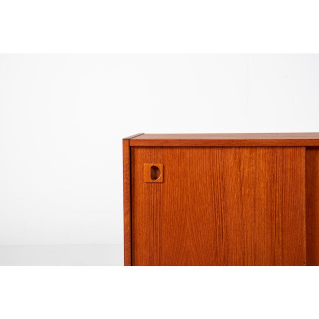 Brown Mid-Century Modern Danish Teak Sideboard with Sliding Doors, 1960s For Sale - Image 8 of 11
