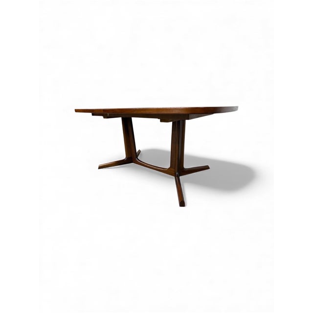 Mid-Century Danish Modern Oval Walnut Dining Table For Sale - Image 9 of 9