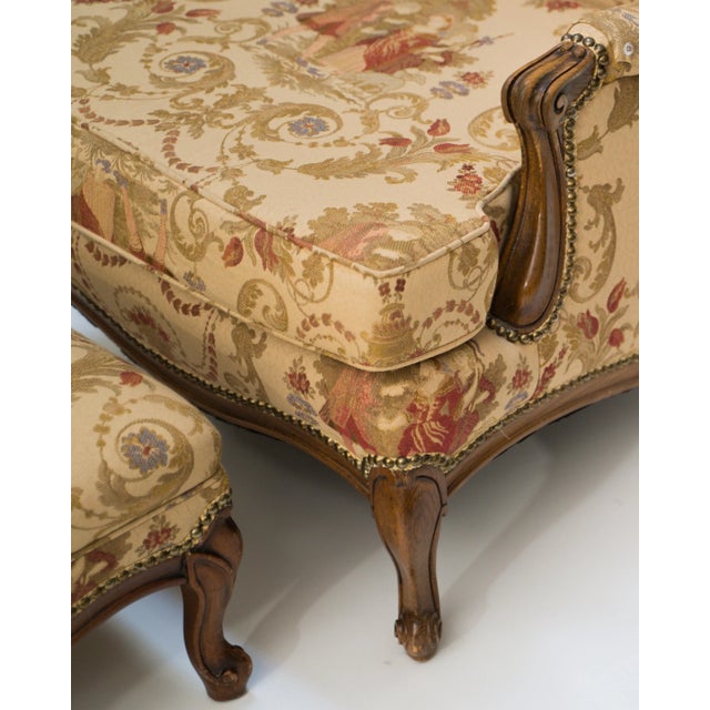 French Country Early 20th Century Antique French Country Louis XV Style Carved Oak Bergere Wingback Chairs Pair For Sale - Image 3 of 15