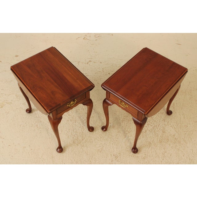 Stickley Pair Stickley Cherry Drop Lead Living Room End Tables For Sale - Image 4 of 18