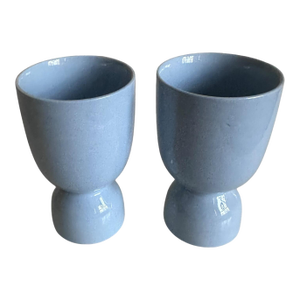 Vintage English Robin’s Egg Blue Ceramic Egg Cups – Set of 2