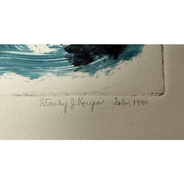 1990, "Sailboat Race", Abstract Expressionist, Monoprint, Artist Stanley J. Krupa For Sale - Image 9 of 9