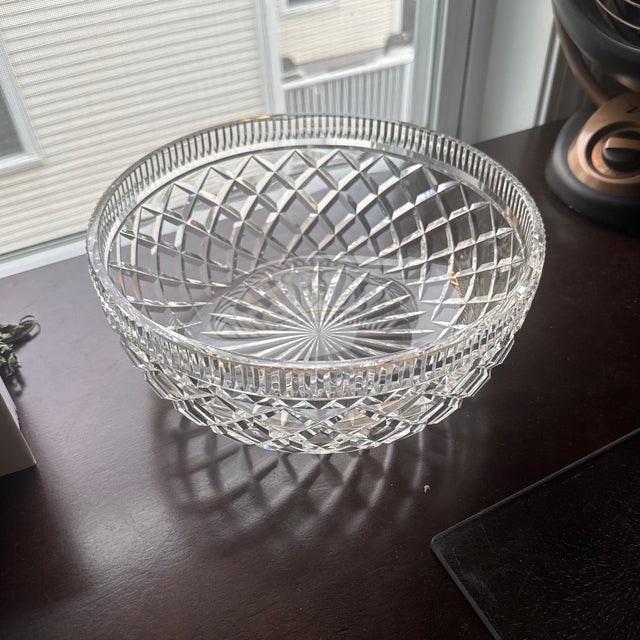 Mid-Century Modern Waterford Killeen Diamond Cut Crystal Bowl - Large 9.75" Centerpiece For Sale - Image 3 of 7