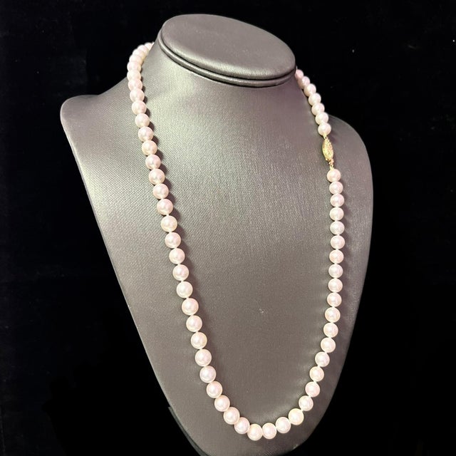 Fine Quality Akoya Pearl Necklace 24" 14k Y Gold 8 mm Certified $7,950 219133 This is one of Kind Unique Custom Made...