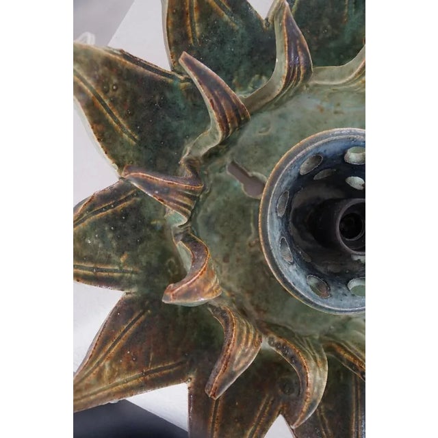 Green Mid-Century Ceramic Sunburst Wall Lamp or Decorative Wall Sculpture, 1960s For Sale - Image 8 of 16