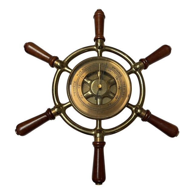 Bronze and Wood Compass from Hermès, 1970s For Sale