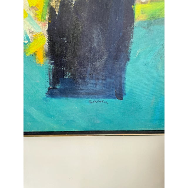 Mid-Century Modern Abstract Floral Painting Signed For Sale - Image 4 of 9