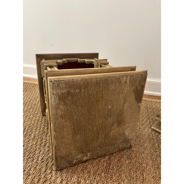 Vintage Asian-Inspired Pagoda Lantern Stands With Distressed Finish and Faux Verdi Gris Copper Roofs, a Pair For Sale - Image 6 of 11