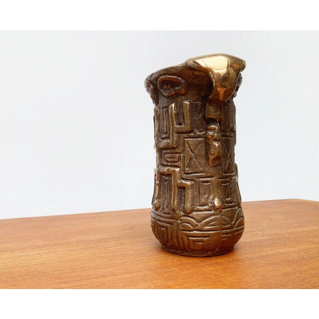 Vintage German Brutalist Bronze Totem Pot by Horst Dalbeck for HDV Dalbeck For Sale - Image 4 of 18