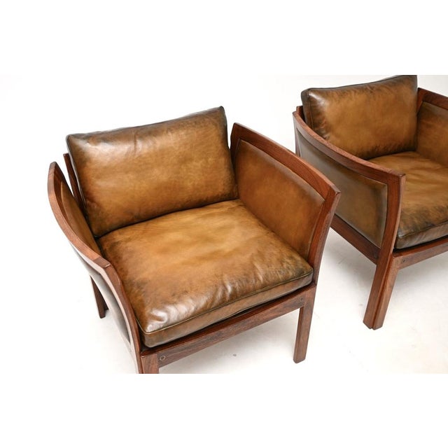 Wood Vintage Danish Armchairs by Illum Wikkelso from CFC Silkeborg, 1960, Set of 2 For Sale - Image 7 of 14