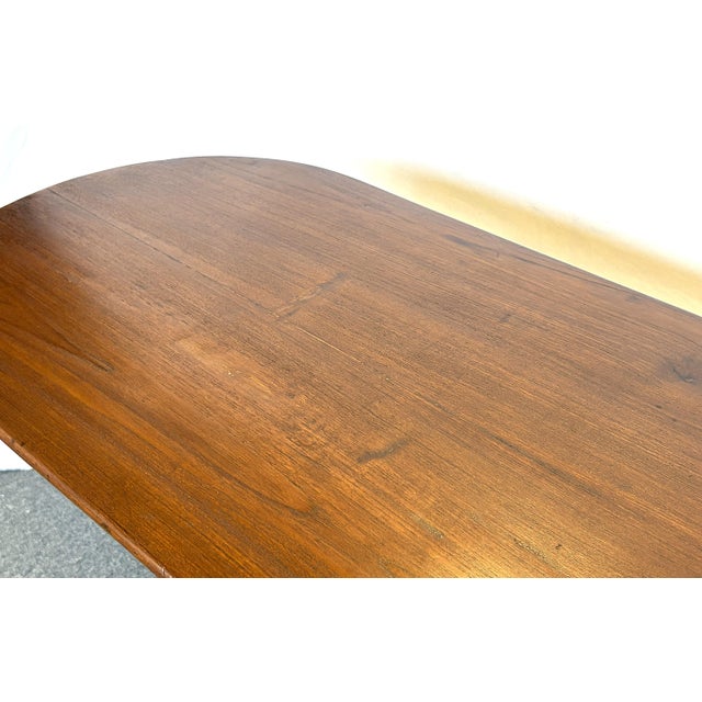 Antique Hand Made Campaign Style Oval Wood Table For Sale - Image 12 of 14