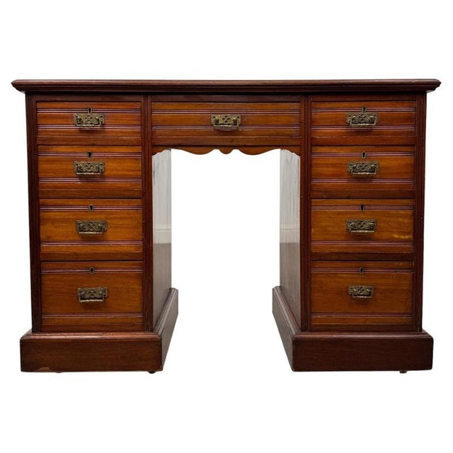 Early 20th Century Antique Edwardian Writing Desk in Mahogany For Sale - Image 12 of 12
