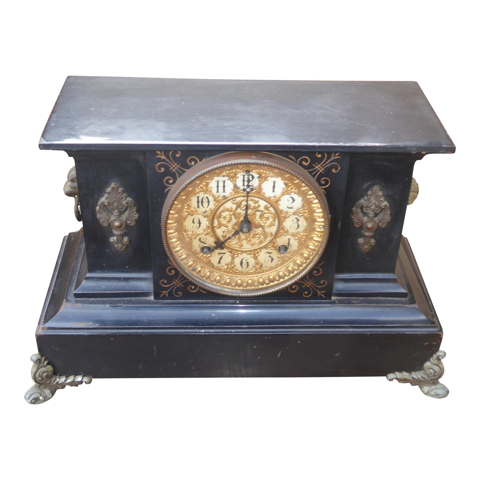 1882 Ansonia Victorian Style Cast Iron Mantle Clock Chairish