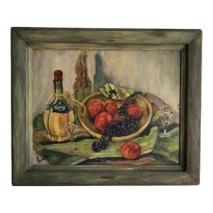 1951 Impressionist Still Life, Oil on Board — Framed
