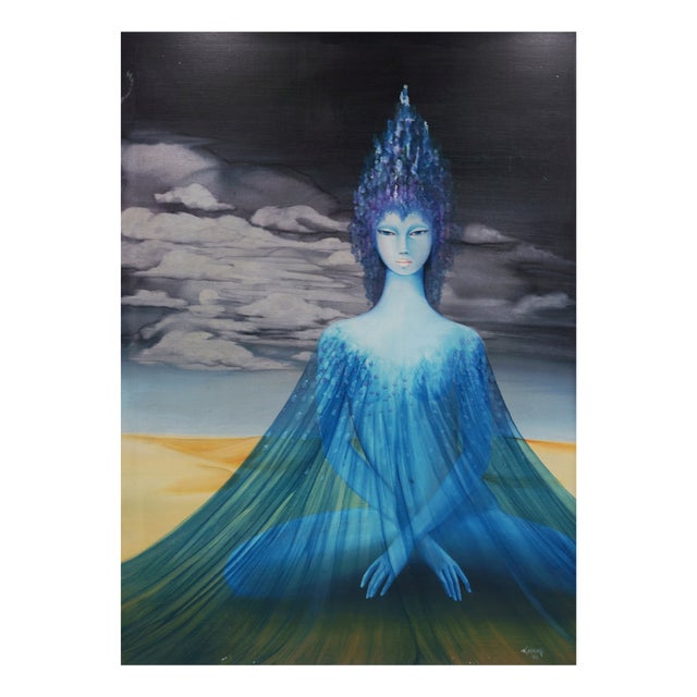 Karin Hauke, Desert Goddess, 1976, Oil on Wood For Sale