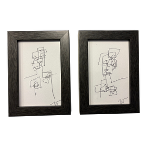 2025 Wellon Bridgers Abstract Ink Drawings, a Pair