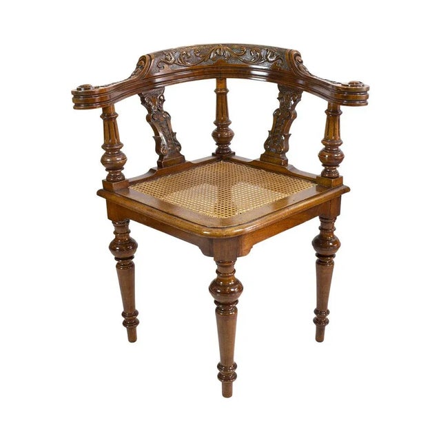 Wood 19th Century Wilhelminian Walnut Corner Chair For Sale - Image 7 of 7